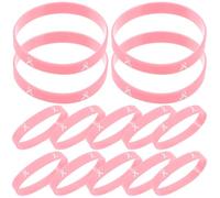 NULYLU Breast Cancer Awareness Bracelets Easy to Wear Silicone 20pcs Pink with Smooth and Shiny Surface Stylish Wristbands for Women, Elegant Simple Design for Everyday Support
