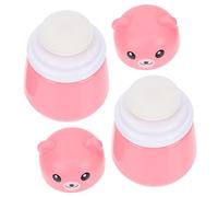 NULYLU Cartoon Bear Talcum Powder Puff Box Lid 2pcs Pink Baby Body Cosmetic Storage Container for Talcum Powder and Puff