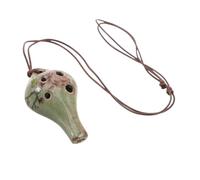 NULYLU Ceramic Alto C Ocarina Instrument for Beginners with Vintage Peony Print, Stable Tone and Easy to Carry, 6-hole round Clay Musical Flute for Ensemble Practice and Family Music
