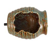 NULYLU Ceramic Circulating Water Jar Small Ecological Fish Tank with Waterfall Flow for Indoor Garden Fountain Decor without Pump, Green Glazed Landscape Pot for Living Room and Patio