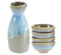 NULYLU Ceramic Japanese Sake Set with 1 Small Tokkuri Pot and 4 Sake Cups Traditional Porcelain Drinkware and Japanese Wine Enjoyment Random Color Random Style