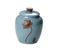 NULYLU Ceramic Tea Canister with Embossed Lotus Pattern Food Storage Container for Scented Tea Random Color Stylish Chinese Kitchen Canister for Home Use Random Color