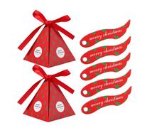 NULYLU Christmas Candy Boxes Pyramid Tree Pattern Paper Boxes 50pcs Set Red Colour Safe to Use for Christmas Party Treats