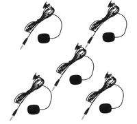 NULYLU Clip-On Mic Phone Microphone for Smartphones and Laptops with Omnidirectional Condenser Design, Wired Lapel Microphone for Teaching Speech Interview Video Recording, 5Pcs Black