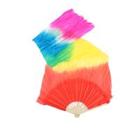 NULYLU Colorful Long Silk Dancing Fan Veil Lengthened Gradient Design for Belly Dance Ethnic Dance and Stage Performances Durable Silk Material for Practice and Sharing