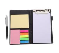NULYLU Compact and Portable Clipboard Folio with Notepad and Built-in Pen Holder, Pu Leather Material, Black Colour, for Organization and College Needs, Includes Ballpoint Pen