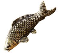 NULYLU Copper Carp Shape Incense Holder Ornament, Metal Fish Statue Home Décor Accent for Desktop Decoration, Feng Shui Collectible with Traditional Chinese Style for Living Room