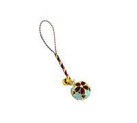 NULYLU Creative Japanese Copper Cherry Blossom Bells Pendant with Hanging Cord for DIY Craft Decorations, Portable Hollow Bell Hanging Accessory for Backpack or Costume Use in Blue