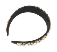 NULYLU Creative Sequin Bridal Headband for Wedding Guest Baroque Rhinestone Hair Accessory for Bridal Party Wide Rim Hair Vines