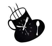 NULYLU Creative Stylish Coffee-looking Acrylic Wall Hanging Clock No-ticking Fine Workmanship Black Home Wall Clock for Living Room Decor