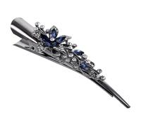 NULYLU Delicate Blue Rhinestone Metal Hair Clips Barrette Nonslip Design Works on Most Hairstyles Elegant Sophisticated Shiny Appearance for Prom and Birthday Party