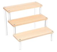 NULYLU Dessert Display Stand with Multi-layer Design, Wooden and Acrylic Material for Displaying Ladder Shaped on Home Dresser