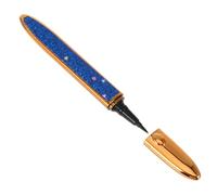 NULYLU Diamond Bling Glitter Liquid Eyeliner Pen with Blue Sparkle and Gold Trim, Non-Magnetic Self-Adhesive Eye Lining Tool for Makeup and Precision Cosmetic Application