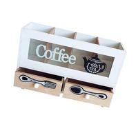 NULYLU Double-Layer Coffee Storage Box with Nordic Retro Design, White Synthetic Material Desktop Organizer for Coffee Shops and Shopping Malls, Easy to Use and Sturdy Kitchen Sundries