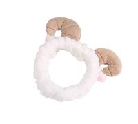 NULYLU Elastic Headwrap Plush Three-dimensional Horn Hair Band for Makeup Washing and Shower Hook Fluffy Hair Accessory for Girls and Women White