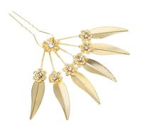 NULYLU Elegant Gold Leaf Hair Fork with Sparkling Rhinestone Flower Metal Shaped Hair Pin for Weddings Parties and Banquets for Women