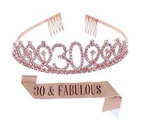 NULYLU Elegant Suit Accessory Birthday Crown Sash Crystal Hair Comb Women's Party Etiquette Belt for 30th Anniversary