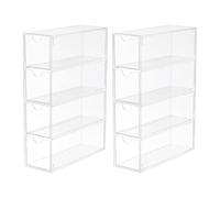 NULYLU Eyeglass Storage Box Simple Style 2 Pcs with 4-layer Drawer Design, Sturdy Ps Material Eyewear Organizer Sunglasses Holder for Countertop Display and Glasses Store