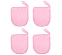 NULYLU Facial Cleaning Gloves Makeup Remover Accessories with Simple Design 4pcs Pink Reusable Washable Fiber for Gentle Face Cleansing and Skincare