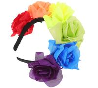 NULYLU Flower Headband Rainbow Flower Cloth Decorative Lightweight Pride Month Gathering Headwear for Women and Random Color