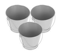 NULYLU Galvanized Tin Buckets with Handles 3Pcs Set Small Metal Pails Silver for Flower Pots Party Storage and Rustic Home Decor 8X10.5X12Cm