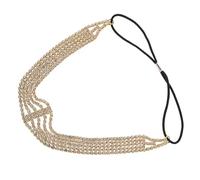 NULYLU Gold Multi-layer Rhinestone Bridal Headband Elastic Wedding Hair Jewelry Bride Headdress Hair Chain Accessory for Women