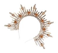 NULYLU Golden Lolita Crown Headpiece Plastic Decorative Hair Accessory Elegant Delicate Style Practical Headband for Pageant and Dance