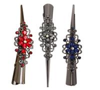 NULYLU Hair Clips and No Marks Suitable for Professional Salon Supplies 3pcs Retro Large Rhinestone Alloy with Stay in Place Design for Girls and Home Use Hair Accessories
