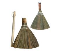 NULYLU Hand-made Broom 2pcs Rustic Simple Design Wooden Miscanthus Portable Dust Removing Broom for Desk and Floor Indoor Sweeping