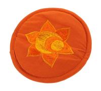 NULYLU Handmade Embroidered Sound Bowl Mat in Orange Cotton Cloth Compact Design for Easy Carrying, Rounded Cushion for Buddhist Meditation and Yoga Accessories Style