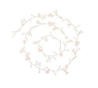NULYLU Handmade Pearl Shell Flower Hair Chain Long Gold Bridal Headpiece Elegant Wedding Hair Band with Rhinestones and Satin Ribbon for Women Party Prom