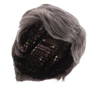 NULYLU Heat Resistant Synthetic Short Gray Wig for Men Side Part Toupee Hairpiece for Halloween Costume and Everyday Use