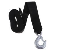 NULYLU Heavy Duty Winch Strap with Hook for Trailer and Boat, 1.5 Ton Load Capacity, 4.7cm Wide Black Polyester Rope with Steel Hook, Vibration Reduction and Portable Tow Strap