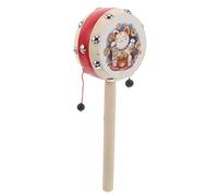 NULYLU Infant Wooden Drum Hand Drum for Boys and Girls Monkey Cymbal Traditional Chinese Portable Plaything for Toddlers