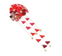 NULYLU Japanese Bridal Hair Clip Red Tassel Flower Hairpin Classical Wedding Headdress Detail for Women Random