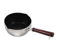 NULYLU Japanese Style Nonstick Noodle Pot with Wooden Handle, Flat Bottom Aluminum Alloy Saucepan for Boiling Noodles and Frying Eggs, Versatile Cooking Pot with Ergonomic Handle for Home
