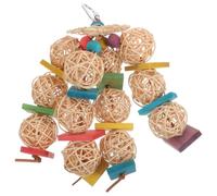 NULYLU Large Parrot Chewing Hanging Sturdy Wooden Bird Cage Accessory | Colourful Vine Ball with Wood Pieces, Hanging Form, Multi-functional Design for Birds and Parrots