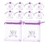 NULYLU Lavender Sachet Bags Empty 10pcs Drawstring Organza Mesh Pouches Deep Purple 12g Capacity Cedar Dryer Bags for Wedding Favor and Home Fragrance Storage