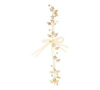 NULYLU Leaves Headband Wedding Garland Crystal Rhinestone Ribbon Alloy Hair Accessories Elegant Romantic Style Golden White for Women Concerts Birthday Party Photo Props Holiday