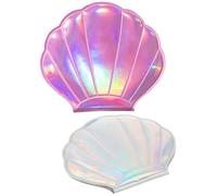 NULYLU Lightweight Compact Mirror Double-Sided Seashell Shape PU Metal Material for Travel and Outdoor Makeup Use Women