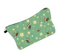NULYLU Makeup Bag Cosmetic Organizer 9.5x6x3inch Lightweight Waterproof Polyester Travel Cosmetic Storage Bag with Bee Print Creative Design for Outdoor Travel