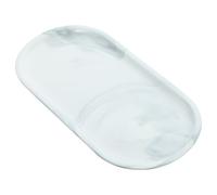 NULYLU Marble Grain Ceramic Bathroom Vanity Tray White Storage Plate Jewelry Organizer for Bathroom Countertop