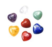 NULYLU Meditation Stone Adorn 7pcs Heart-Shaped Chakra Stones Crystal Gemstones for Therapy