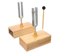 NULYLU Metal Tuning Fork Tuning Fork Solfeggio Healing Sound Tool Physics Experiment Instrument Sturdy Wooden Base