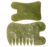 NULYLU Natural Stone Gua Sha and Jade Facial Scraping Tool 2Pcs Set 5.3X7.2Cm 9.2X6.1Cm Trigger Point Massage for Face Neck Body Relaxation Facial Beauty Treatment with Travel Pouch