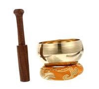 NULYLU Nepalese Handmade Meditation Singing Bowl Set with 8cm Copper Bowl, 2 Black Wood Mallets, and Cushion Pad for Yoga, Healing, and Buddhist Meditation Music Random Color