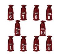 NULYLU Numbered Wine Bottle Covers 10Pcs Burlap Bags with Drawstring for Thanksgiving and Holiday Wine Tasting Events