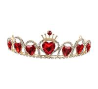 NULYLU Orange Heart Crown Headband Crystal Diamond Tiara Baroque Queen Crown for Wedding Hair Decor and Performance Show