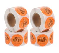 NULYLU Orange Use First Stickers Safe to Use 4 Rolls Copper Plate Self-Adhesive Labels with 500pcs Each Roll and Plenty for Organizing Food Storage for Restaurant Food Service