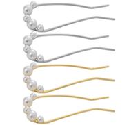 NULYLU Pearl Secure Alloy U Shaped Hair Accessories Vintage 4pcs Hair Pins Strong Hold for Women for Work and Occasions